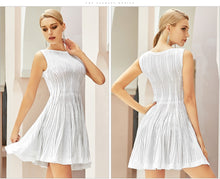 Robe de soirée moulante blanche sexy ADYCE, col rond, coupe ajustée et évasée, sans manches, décontractée - Y6230