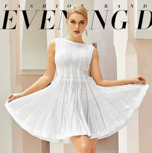 Robe de soirée moulante blanche sexy ADYCE, col rond, coupe ajustée et évasée, sans manches, décontractée - Y6230