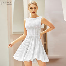 Robe de soirée moulante blanche sexy ADYCE, col rond, coupe ajustée et évasée, sans manches, décontractée - Y6230