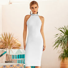 Robe de soirée moulante blanche sexy ADYCE, sans manches, ajourée, dos nu, bandage - MH8001